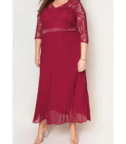 LC Punainen pitsikoristeinen vekkijuhlamekko (plus size)