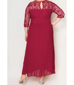 LC Punainen pitsikoristeinen vekkijuhlamekko (plus size)