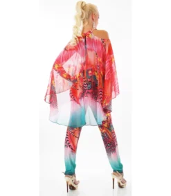 ST Punainen printtikuvioinen jumpsuit liehuksella