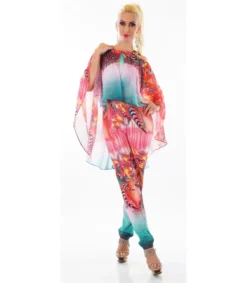 ST Punainen printtikuvioinen jumpsuit liehuksella