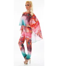 ST Punainen printtikuvioinen jumpsuit liehuksella