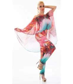 ST Punainen printtikuvioinen jumpsuit liehuksella