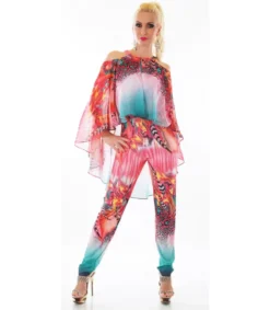ST Punainen printtikuvioinen jumpsuit liehuksella