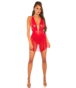 Koucla Punainen wetlook v-body hapsuilla