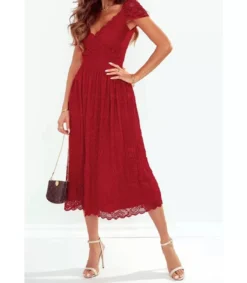 LC Punainen wrap-look v-pitiidiekko