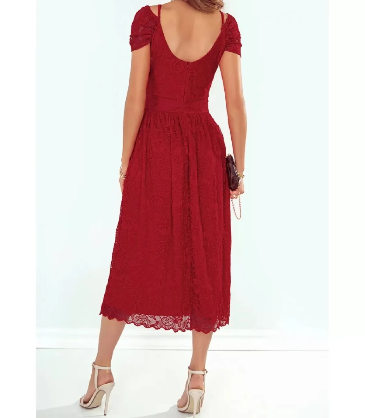 LC Punainen wrap-look v-pitiidiekko