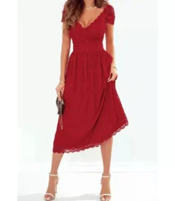 LC Punainen wrap-look v-pitiidiekko