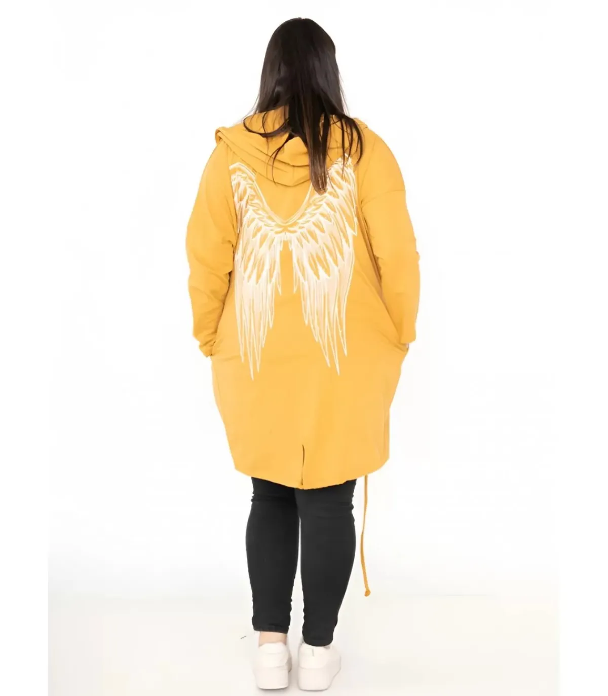 RZ fashion sinapinkeltainen pitkä paitatakki siivillä