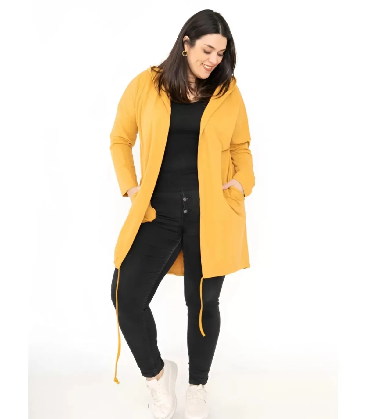 RZ fashion sinapinkeltainen pitkä paitatakki siivillä