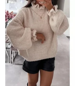 Hersecret Schilo-Jolie beige pehmeä väljä neule pussihihoilla