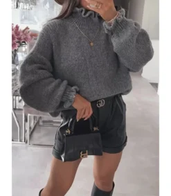 Hersecret Schilo-Jolie harmaa pehmeä väljä neule pussihihoilla