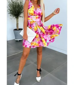 Hersecret Schilo-Jolie keltapinkki kukkakuvioinen mekko