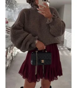 Hersecret Schilo-Jolie ruskea pehmeä väljä neule pussihihoilla