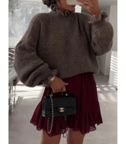 Hersecret Schilo-Jolie ruskea pehmeä väljä neule pussihihoilla