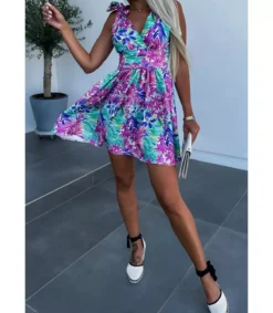 Hersecret Schilo-Jolie syaani kukkakuvioinen mekko