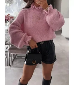 Hersecret Schilo-Jolie vaaleanpunainen pehmeä väljä neule pussihihoilla