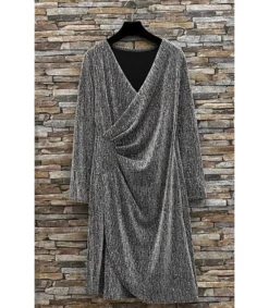 Elle Style Shibelle hopeinen strassikoristeinen wrap-look v-mekko