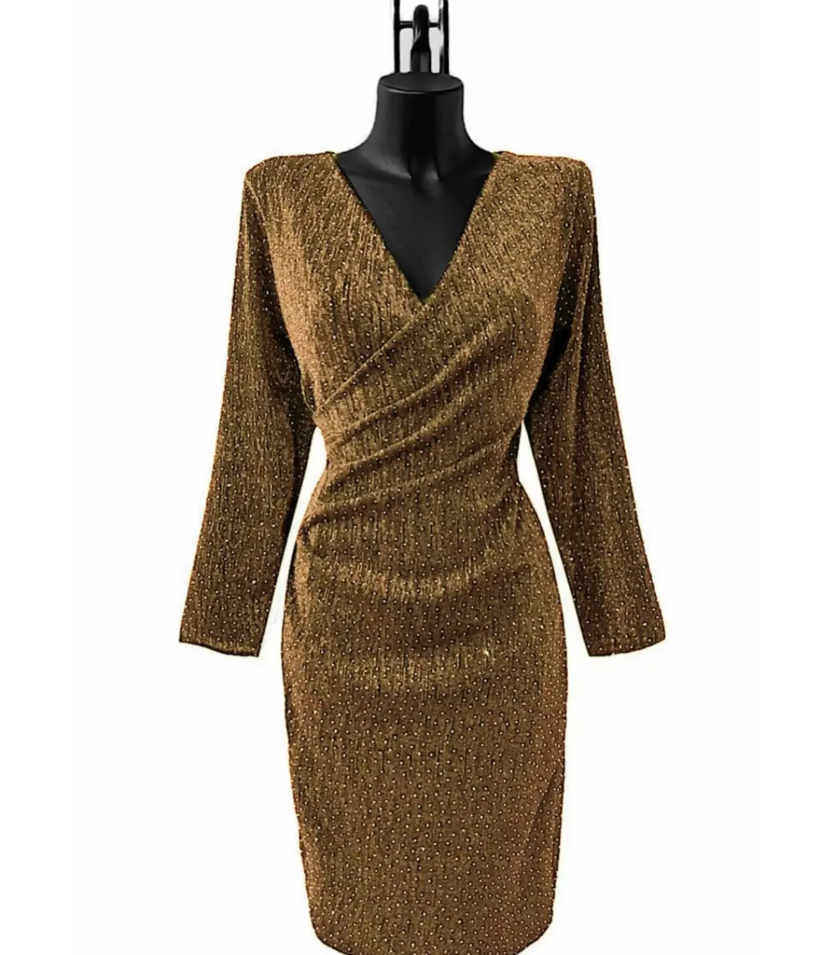 Elle Style Shibelle kultainen strassikoristeinen wrap-look v-mekko