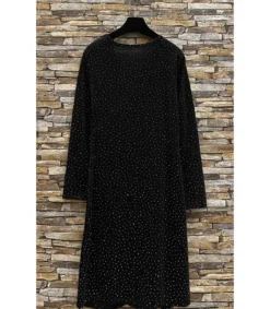 Elle Style Shibelle musta strassikoristeinen wrap-look v-mekko