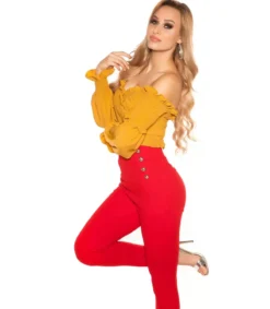 Koucla Sinapinkeltainen pitkähihainen lyhyt wrap-look latinapaita