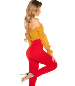 Koucla Sinapinkeltainen pitkähihainen lyhyt wrap-look latinapaita