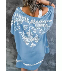 LC Sininen koristekirjailtu kimono