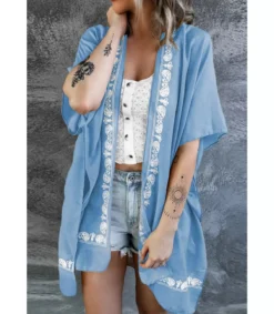 LC Sininen koristekirjailtu kimono