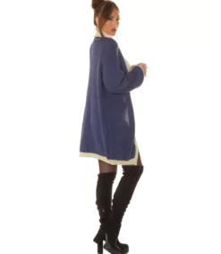 Hersecret Sininen oversized pitkä villatakki tehostevärillä