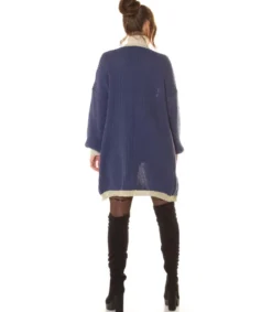 Hersecret Sininen oversized pitkä villatakki tehostevärillä