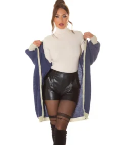 Hersecret Sininen oversized pitkä villatakki tehostevärillä