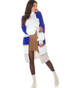 Hersecret Sininen raidallinen oversize pussihihainen villatakki