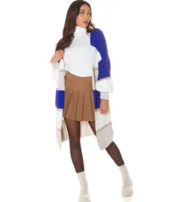 Hersecret Sininen raidallinen oversize pussihihainen villatakki