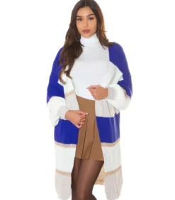 Hersecret Sininen raidallinen oversize pussihihainen villatakki