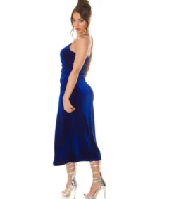 Koucla Sininen samettilook wrap-look v-mekko ketjuolkaimilla