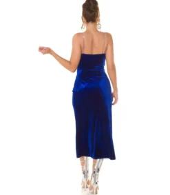 Koucla Sininen samettilook wrap-look v-mekko ketjuolkaimilla