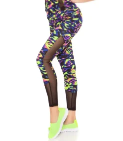 Koucla Siniset leoprinttiset mesh treenitrikoot + toppi