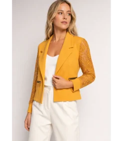 Hersecret Soleil Star keltainen pitsihihainen bleiseri
