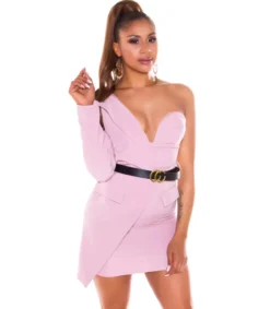 Hersecret Vaaleanpunainen yksihihainen bodycon mekko vyöllä