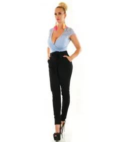 Hersecret Vaaleansinimusta pitsikoristeinen v-jumpsuit
