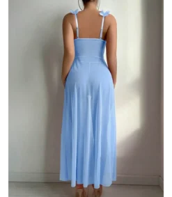 Hersecret Vaaleansininen avonainen pitkä babydoll koristeilla