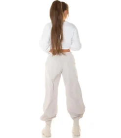 Hersecret Valkoinen crop collegepaita nauhoilla