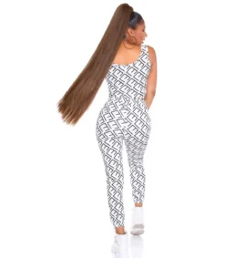 Koucla Valkoinen crop top printtikuvioinen joggerisetti