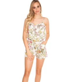 Koucla Valkoinen kukkakuvioinen playsuit