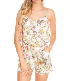 Koucla Valkoinen kukkakuvioinen playsuit