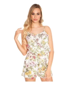 Koucla Valkoinen kukkakuvioinen playsuit