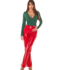 Hersecret Vihreä pitkähihainen wrap-look v-ribbipaita