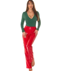 Hersecret Vihreä pitkähihainen wrap-look v-ribbipaita