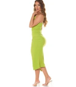 Koucla Vihreä wrap-look v-midimekko halkiolla