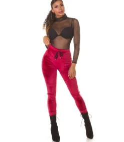 Koucla Viininpunaiset samettilook joggerit