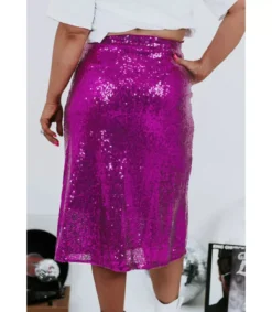 LC Violetti polvipituinen paljettihame (plus size)